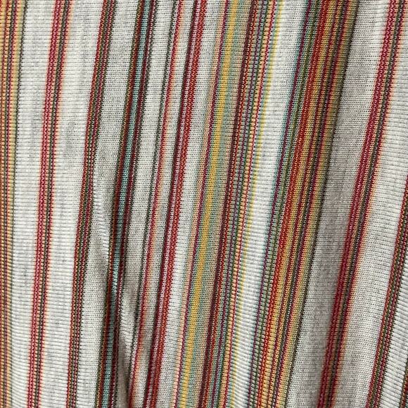 Max Studio blouse knit shirt top women's medium natural stripe tie front red tan - Picture 3 of 14